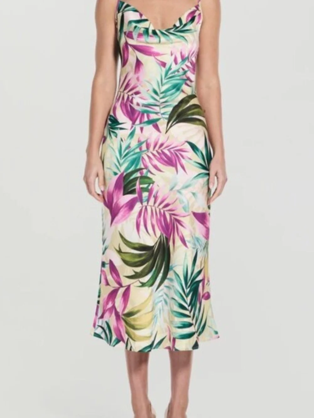 Guess Akilina Cowlneck Midi Dress Tropical Escape XS $138 - Picture 6 of 8